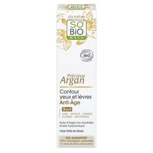 SO BiO Précieux Argan Contour Yeux et Lèvres Anti-âge 15ML para kmc tunisie